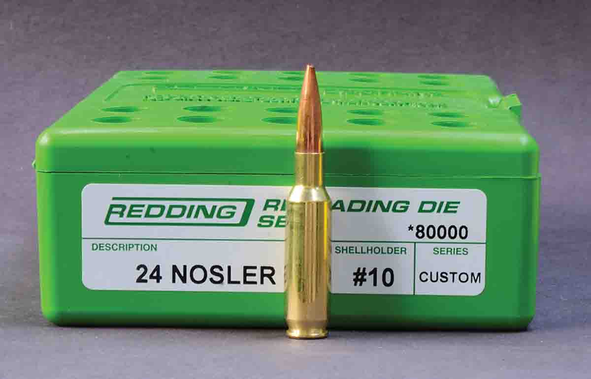 While .24 Nosler unprimed cases are available from Nosler, ammunition is not, and that makes it a handloader’s cartridge.